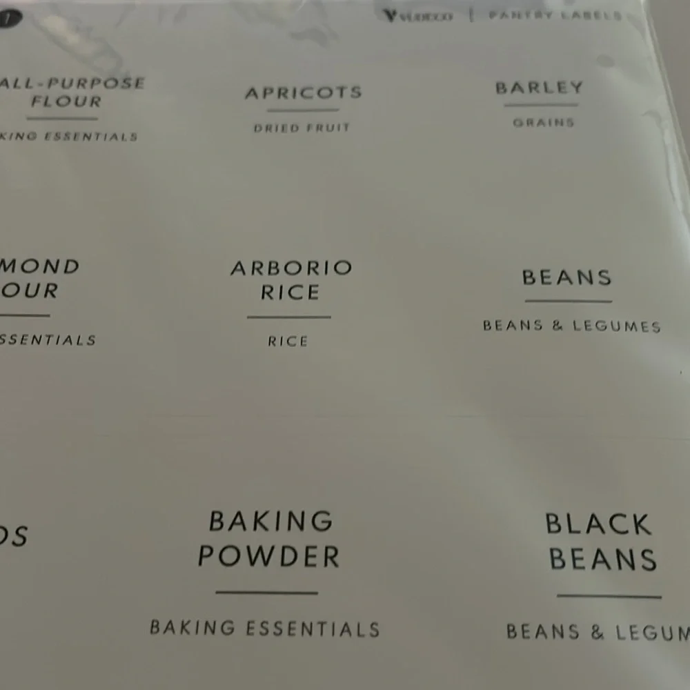 Kitchen Preprinted Pantry Labels /140 pieces / BRAND NEW